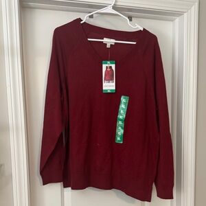 Lucky Brand Burgundy V-Neck Sweater